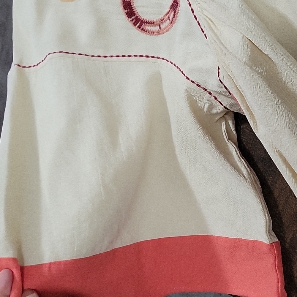 Umgee Cream & Coral Embroidered Midi Dress - Picture 5 of 6
